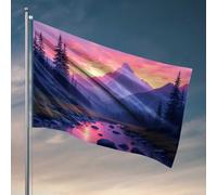 Decorazione da bar per casa, montagna, tramonto, riflessioni nella natura, bandiera per adolescenti, roba da bagno (60 x 90 cm)
