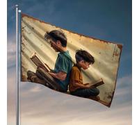 Decorazione da bar per la casa, due ragazzi che leggono libri insieme. Bandiera divertente poster per dormitorio universitario bandiera per dormitorio (60 x 90 cm)