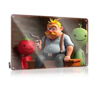 Decorazione da bar per la casa Fat Man With Mustache Holding Gun Next to Tomato and Alien Targa in metallo divertente poster decorazione per la casa da uomo (30 x 40 cm)