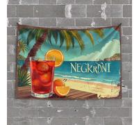 Decorazione da bar sul retro Negroni Cocktail: una fuga tropicale sulla spiaggia arazzo uomo decorazione grotta e accessori Regole della grotta dell'uomo (75 x 100 cm)