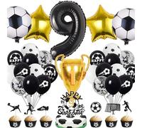 Decorazione da calcio, per bambini, 9 anni, per bambini, 9° compleanno, palloncini in pellicola, decorazione per torte e palloncini XXL per feste di compleanno per bambini