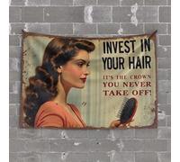 Decorazione da cucina in legno con scritta "Invest In Your Hair" - It's The Crown You Never Take Off! Arazzo per camera da letto, idea regalo per l'ufficio (75 x 100 cm)