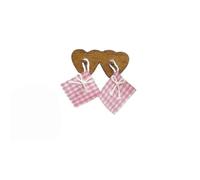Decorazione da cucina in miniatura per la casa delle bambole, struttura in legno simulata con tessuto a griglia rosa, accessori per bambole color caffè-Mini roba per la cucina della casa delle bambole