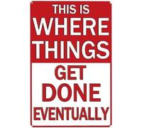 Decorazione da garage in metallo per uomini - Ecco dove le cose vengono fatte alla fine. Divertente cartello per caverna per uomini, seminterrato, bar di casa, officina, camera da letto, decorazione