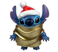 Decorazione da giardino 3D Disney Stitch Santa in coperta dorata, altezza: cm in plastica, statuetta di Natale in Lilo & Stitch, moderna decorazione per fan, decorazione da giardino, statua