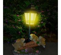 Decorazione da giardino a forma di coniglietto, statuette di animali con luce, graziose statuette decorative in resina per balcone, giardino, cortile, patio, inaugurazione della casa