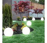 Decorazione da giardino a LED, luci solari, segnapasso, design a sfera, luce esterna, picchetto, IP44, 3 diverse misure 20, 25, 30 cm, set di 3 sfere