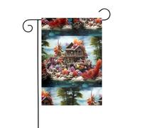 Decorazione da giardino bandiera da giardino 30,5 x 45,7 cm WHJDPP Chalet By The Sea Stampa spessa e resistente all'usura per vasi da fiori da giardino e prati