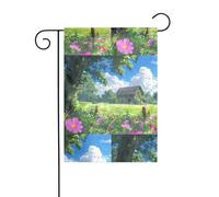 Decorazione da giardino bandiera da giardino 30,5 x 45,7 cm WHJDPP Chalet In The Prassland Stampa spessa e resistente all'usura per vasi da fiori da giardino e prati