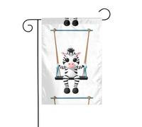 Decorazione da giardino bandiera da giardino 30,5 x 45,7 cm WHJDPP Little zebra sull'altalena stampata spessa e resistente all'usura per vasi da fiori da giardino e prati