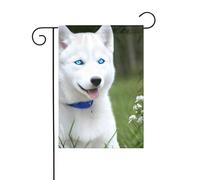 Decorazione da giardino bandiera da giardino 30,5 x 45,7 cm WHJSSF Blue Eyed White Husky Pattern spesso e resistente all'usura per vasi da fiori da giardino e prati