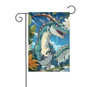 Decorazione da giardino bandiera da giardino 30,5 x 45,7 cm WHJSSF Cute Dinosaur Immagine spessa e resistente all'usura per vasi da fiori da giardino e prati