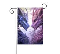 Decorazione da giardino bandiera da giardino 30,5 x 45,7 cm WHJSSF viola e draghi scritti Immagine spessa e resistente all'usura per vasi da fiori da giardino e prati