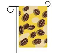 Decorazione da giardino con chicchi di caffè su sfondo giallo, ideale per la casa, il cortile o altri spazi esterni, con stampa fronte-retro, 30x45 cm.