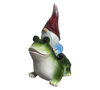Decorazione da giardino con gnome - Resin Dwarf Riding Frog Standue per esterni | Decorazione in resina di rana | Scultura senza volto in miniatura adatta per giardino, cortile, aiuola, decorazione