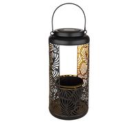 Decorazione da giardino Decorazione solare per giardino e terrazza Luci solari a sospensione, IP44 batteria ricaricabile, metallo nero punzonature decorative orientali, 1x LED 3000K, DxH 15x41cm