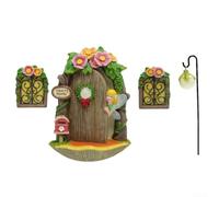 Decorazione da giardino delle fate, porta delle fate multicolore, ornamento per prato, mini decorazione da giardino, accessori decorativi per esterni con lanterna, mini giardini delle fate