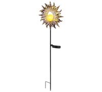 Decorazione da giardino per lampade solari da esterno lampade solari per esterni lampada solare da giardino in piedi, sfera di vetro crepitio, color ruggine, LED bianco caldo, LxA 24,2x81,5 cm