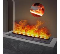 Decorazione da incasso con fiamma 3D, umidificatore per camino, effetto fiamma realistico con telecomando e touch screen per parete di sfondo, telecomando,100cm