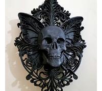 Decorazione da parete 3D con farfalla e teschio gotico, decorazione per la casa gotica, design con farfalla e teschio, adatto per Ognissanti, decorazione per eventi di Ognissanti, decorazione per inte