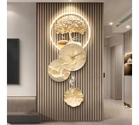 Decorazione Da Parete 3D Con Luce LED, Grande Applique Decorativa Con Orologio, Pannello Posteriore Ispessito, Dipinto Decorativo Dell'albero Della Fortuna Con Gancio(A,120 * 52cm)