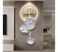 Decorazione Da Parete 3D Con Luce LED, Grande Applique Decorativa Con Orologio, Pannello Posteriore Ispessito, Dipinto Decorativo Dell'albero Della Fortuna Con Gancio(B,100 * 43cm)