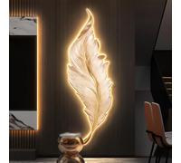 Decorazione Da Parete 3D Con Luce LED, Grande Scultura Da Appendere Alla Parete Con Piume, Scultura In Porcellana Con Cristalli UV, Luci Decorative Da Parete 3D(C,90 * 30cm)