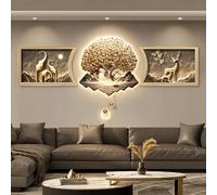 Decorazione Da Parete 3D Con Luce LED, Grande Scultura Da Appendere Alla Parete In Metallo Con Ciondolo A Sfera In Metallo, Dipinto Decorativo Dell'albero Della Fortuna(A,70cm)