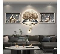 Decorazione Da Parete 3D Con Luce LED, Grande Scultura Da Appendere Alla Parete In Metallo Con Ciondolo A Sfera In Metallo, Dipinto Decorativo Dell'albero Della Fortuna(B,50cm)