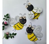 Decorazione da parete a forma di ape, in metallo, confezione da 3 pezzi, ornamenti per recinzioni, sculture artistiche da parete per esterni, decorazione da appendere per interni e giardini