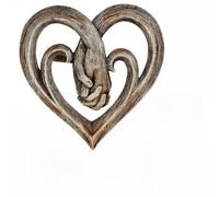 Decorazione da parete a forma di cuore che si tiene per mano, 20 x 19,5 cm, in finto legno, scultura da parete a forma di cuore in acrilico, ornamento per coppie, regalo di relazione, simbolo d'amore