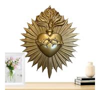 Decorazione da parete a forma di cuore sacro, 24,5 x 20,5 x 2 cm, scultura in resina per esposizione vintage, ispirazione religiosa con design decorativo, ornamento per la casa per soggiorno, studio