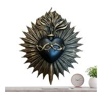 Decorazione da parete a forma di cuore sacro, 24,5 x 20,5 x 2 cm, scultura in resina per esposizione vintage, ispirazione religiosa con design decorativo, ornamento per la casa per soggiorno, studio