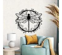 Decorazione da parete a forma di libellula e giardino, decorazione da parete con insetti in metallo forgiato a mano con accenti a scorrimento, decorazione architettonica per esterni a tema naturale