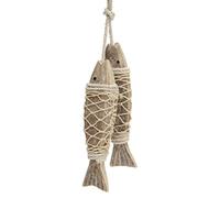 Decorazione da parete a forma di pesce, 2 pezzi, in legno anticato, con rete da, decorazione a tema spiaggia, per ingresso, casa sul lago, negozio, bagno, barca, balcone, pub, casa