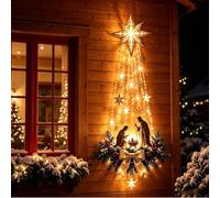 Decorazione da parete a forma di presepe illuminata, stella della fede | Lampada da parete a LED con la Sacra Famiglia e luci calde per la casa, il camino e l'ingresso, luci a LED calde