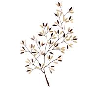 Decorazione da parete a forma di ramo in ferro battuto color oro e bronzo, 47x78 cm