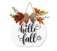 Decorazione da parete a forma di zucca con scritta "Hello Fall Autumn Front Door Decor 30,5 cm Ghirlanda in legno con scritta "Happy Thanksgiving Holiday Blessing" (lingua italiana non garantita)
