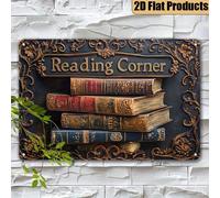 Decorazione da parete a tema vintage di libri 2D - "Oggi è una buona giornata per leggere", adatta per biblioteca, caffetteria, ufficio domestico, cucina, bagno e garage (30x20 cm, senza elettricità n