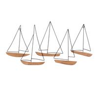 Decorazione da parete barche in metallo e hevea, 65x34 cm