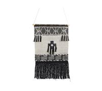 Decorazione da parete boho fatta a mano in cotone beige e nero Larkana