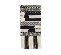Decorazione da parete boho fatta a mano in cotone beige e nero Muridke
