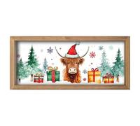 Decorazione da parete - cartello in legno con animali - arte da parete in legno con mucca delle Highland per bagno, per vetrine, librerie, bagno, cucina, bar, interni e vacanze