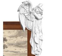 Decorazione da parete con angelo addormentato | Decorazione artistica da parete per porta | Scultura di ali d'angelo da tavolo, in resina, angelo addormentato per davanzale della finestra, porta