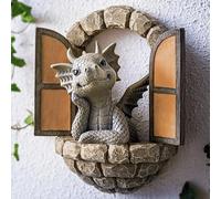 Decorazione da parete con drago da cortile, statua in resina resistente alle intemperie, statua in resina, adorabile statua di drago da giardino in resina, decorazioni per patio e cortile (stile A)