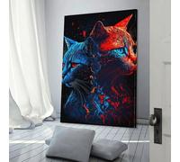 Decorazione da parete con gatti opposti per il bagno, per la cameretta dei bambini e delle ragazze, 50 x 75 cm