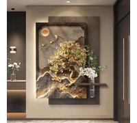 Decorazione Da Parete Con Luci A LED, Grande Albero Della Fortuna Con Luci E Interfaccia USB, Quadro Decorativo Senza Cornice In Arenaria Per Ingresso, Corridoio O Ufficio(C,40 * 60cm)