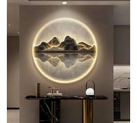 Decorazione da parete con luci a LED raffigurante montagne, quadri creativi da appendere con cornice in lega di alluminio, sculture da parete, opere d'arte paesaggistiche moderne(A,80 * 80cm)