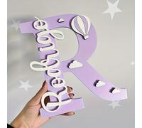 Decorazione da parete con mongolfiera e mongolfiera, decorazione per la cameretta dei bambini, personalizzabile con iniziale, idea regalo per neonati, decorazione da parete per cameretta dei bambini