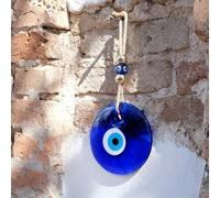Decorazione da parete con occhio malvagio, in vetro blu, di stile turco e greco, amuleto portafortuna e decorazione protettiva, appendibile a mano, adatto per casa, ufficio, giardino e porta Corda abb